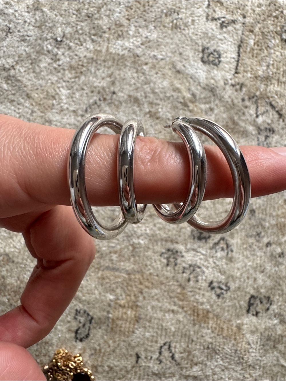 Silver Chunky Hoop Earrings - Polished Silver Hoops